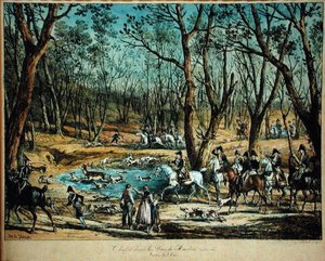 Jacht in de Bossen bij Meudon, 29 maart 1819 door Antoine Charles Horace Vernet