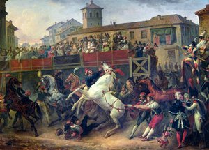 Scène van een onbereden paardenrace in Rome