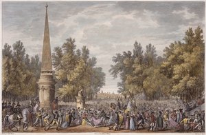 Het feest van Virgil in Mantua, 24 Vendemiaire, Jaar 6 (oktober 1797) gegraveerd door Georges Malbeste