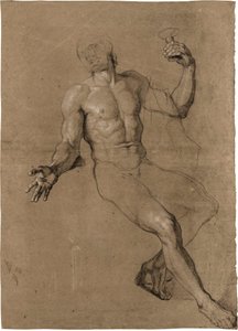 Studie van een zittend mannelijk naakt, voor Bacchus door Antoine Coypel