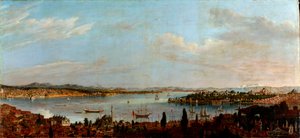 Panoramisch uitzicht op Istanbul door Antoine Favray