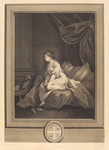 Als hij mij even trouw was door Antoine Francois Dennel after Jean Honoré Fragonard
