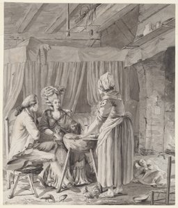 Elegant Koppel Luncht in een Landelijk Huisje door Antoine François Sergent