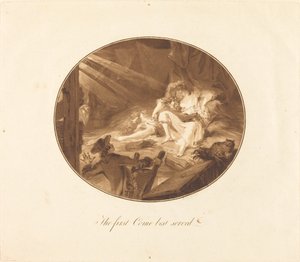 Wie het eerst komt, het eerst maalt door Antoine François Sergent after Augustin de Saint Aubin