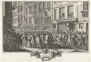 De Rue Quinquempoix, 1720 (Het Groote Tafereel der Dwaasheid) door Antoine Humblot