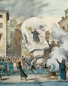 Luchtballon voor San Giuseppe Dag in Rome, door Antoine-Jean-Baptiste Thomas. Detail door Antoine Jean Baptiste Thomas