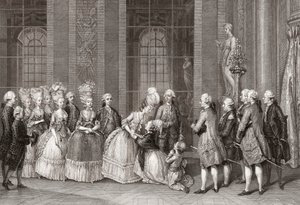 Marie Antoinette bezocht door de familie Bellegarde door Antoine Jean Duclos