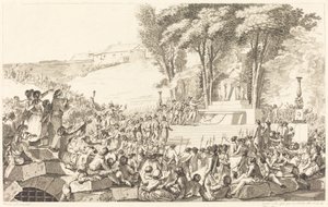 De Fontein van de Regeneratie op de puinhopen van de Bastille, 10 april 1793 door Antoine Jean Duclos after Charles Monnet
