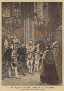 Francis I en Karel V in Saint-Denis door Antoine Jean Gros