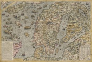 Kaart van de Zee (Carta marina) door Olaus Magnus (1490-1557)