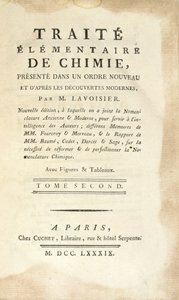 Titelpagina van Traité Élémentaire de Chimie, Tome II, gepubliceerd in Parijs, 1789