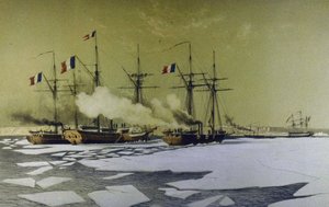 IJsbreken in de Dnjepr Liman voor de doorgang van drijvende batterijen, 1855-1856, 1860 door Antoine Leon Morel Fatio