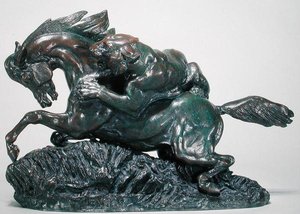 Paard verrast door een tijger door Antoine Louis Barye