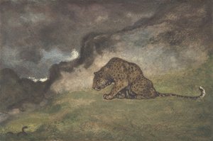 Luipaard die slang bekijkt door Antoine Louis Barye