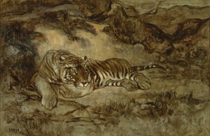 Rustende tijger, ca. 1850-70