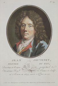 Jean Jouvenet, uit Portretten van Grote Mannen, beroemde vrouwen en gedenkwaardige onderwerpen van Frankrijk, gegraveerd en gedrukt in kleuren, uitgegeven door Pierre Blin, 1786-1792, Parijs door Antoine Louis Francois Sergent Marceau