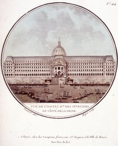 Zicht op het regionaal hotel des Invalides aan de Seine-kant, Parijs. In schilderachtige uitzichten van de belangrijkste gebouwen van Parijs door Sergeant door Antoine Louis Francois Sergent Marceau