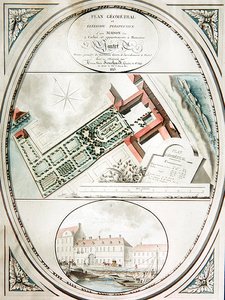 Plattegrond van het huis en de tuin van M. Pantet door Antoine Marie Souchard