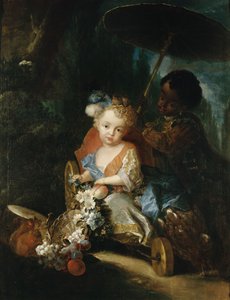 Duits: Prins Friedrich Ludwig in de tuinkoets door Antoine Pesne