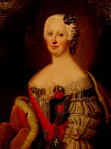 Portret van Johanna-Elizabeth, keurvorstin van Anhalt-Zerbst 1712-1760, moeder van Catharina II, 1740s