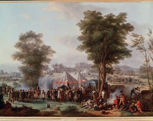 Bivak van Keizer Napoleon I, nabij het kasteel van Ebersberg in Oostenrijk 4/05/1809 (Schilderij)
