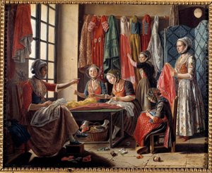 Een naaiatelier in Arles in 1760