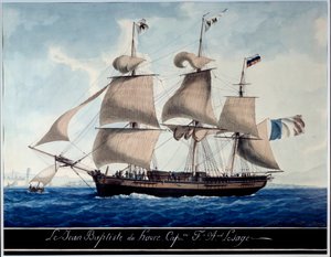 Le Jean - Baptiste du Havre, in de haven van Marseille Aquarel door Antoine Roux (1765-1835) 1815 Marseille, Musee de la Marine