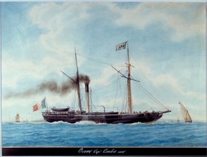 Het schip dageraad Franse Oceaan Aquarel door Antoine Roux (1765-1835) 19e eeuw Marseille, Museum van Marine
