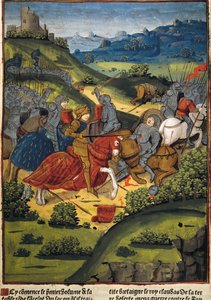 Lancelot in een gevecht. Illustratie van 