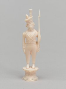 Witte pion, schaakstuk, India, circa 1820