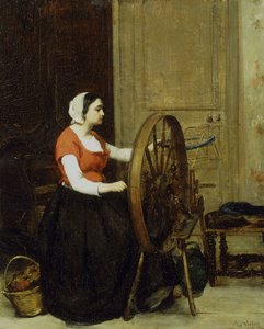 Vrouw en spinnewiel, c.1860?