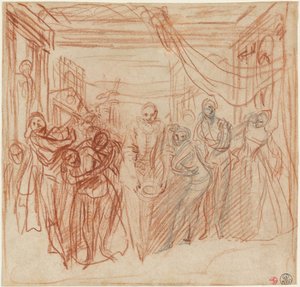 Italiaanse Komieken Nemen hun Buigingen door Antoine Watteau