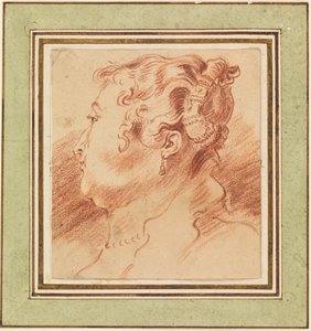 Studie van het Hoofd van een Vrouw door Antoine Watteau