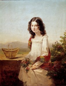 Portret van Lise Aubin de Fougerais door Antoinette Cecile Hortense Lescot Haudebourt