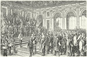 Wilhelm I van Pruisen uitgeroepen tot keizer van Duitsland in Versailles door Anton Alexander von (after) Werner