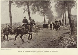 Ontmoeting van Bismarck en Napoleon op de weg van Donchery