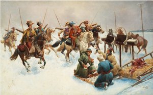 Winterlandschap met Kozakken