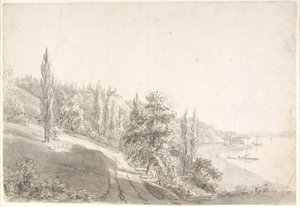 Landschap met stad aan de Elbe