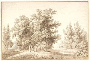 Park met waterloop en klein huisje