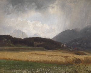 Duits: Regenachtige bui boven Igls door Anton Hlavacek