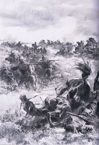 Nederlaag van de 14e Russische Cavaleriebrigade bij Praszysz, uit De Geïllustreerde Geschiedenis van de Wereldoorlog 1914-1915 pub. door Union Berlagsefellfchaft door Anton Hoffman