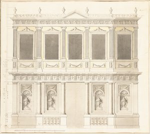 Een paviljoen elevatie voor het Sultana Hadigé paleis in Defterdar Bournou