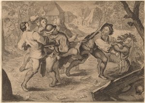 Boeren vechten door Anton Joseph Prenner after Pieter Bruegel the Elder