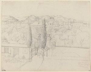 Uitzicht vanuit mijn Venster, via valfonda in Florence (Tuin in Florence Gezien vanuit het Venster van de Kunstenaar) door Anton Krüger