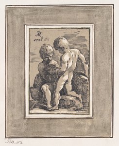 Twee kinderen spelen met een lam, 1725