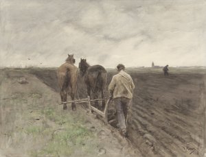 Boer achter de ploeg
