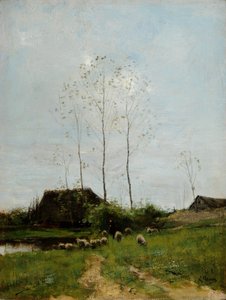 Landschap met herder en schapen