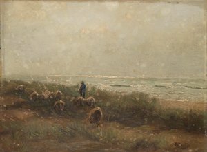 Landschap met schaapherder aan zee door Anton Mauve