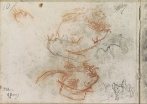 Paard en wagen en mannenkoppen door Anton Mauve