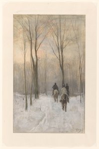 Ruiters in de sneeuw in het Haagse bos